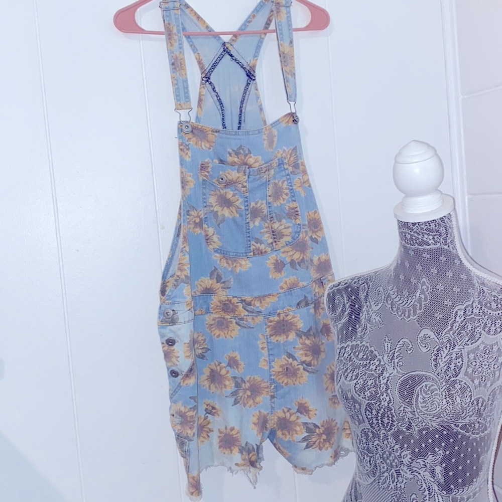 NEW Sunflower & blue Faded overalls distressed  Frayed